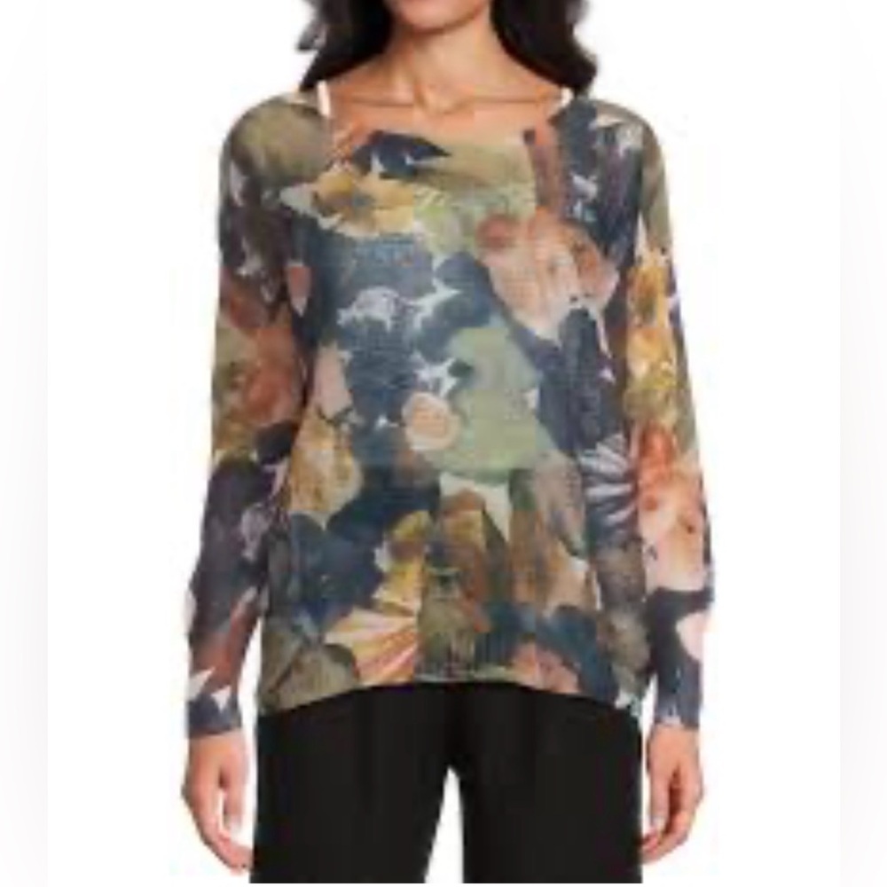 M Made in Italy sheer printed Floral Women's Top small